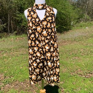 Peach Love California Flowy Sleeveless Leopard Print Halter Dress Size Small